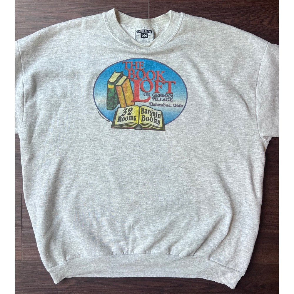 Vintage Lee The Book Loft German Village Columbus Ohio Sweatshirt XL Gray 1999